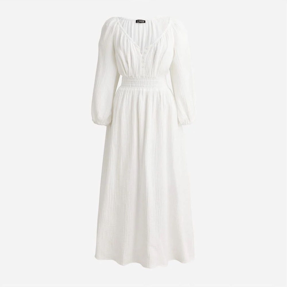 J.CREW v-neck White Midi Dress in Soft Gauze, Small, NWT
